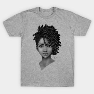 Loc Style | Beautiful Black Woman Portrait Art T-Shirt